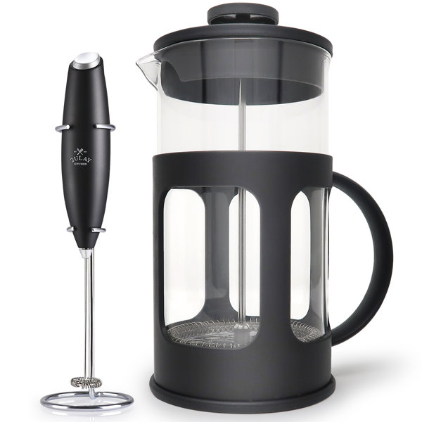 Zulay Kitchen Premium French Press Coffee Pot and Stainless Steel Milk